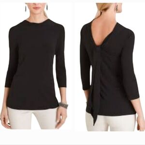 NWT! Chico's Knit Top Womens Size 1 Medium md Black Tie Back 3/4 Sleeve NEW